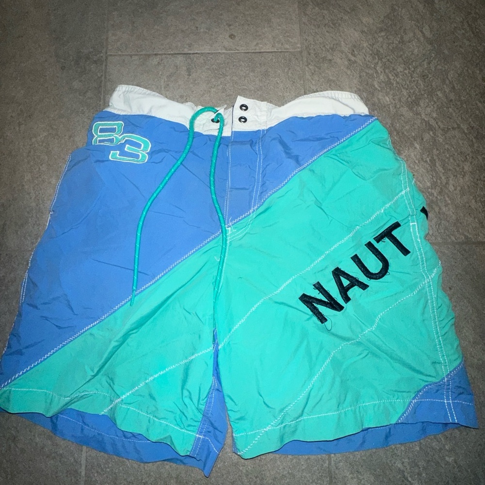 Nautica Men's Blue and Green Shorts